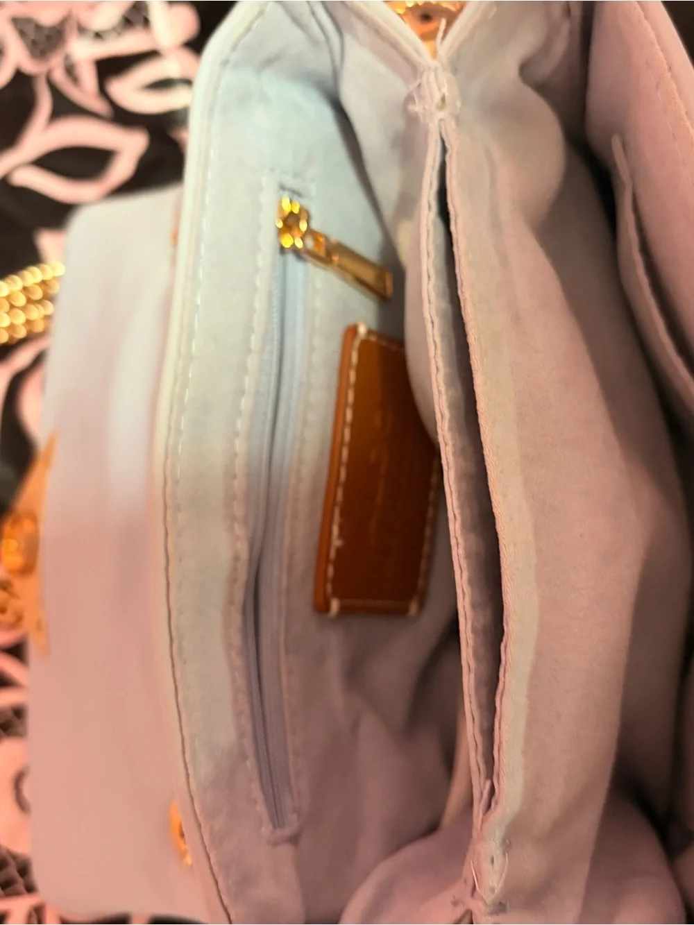 Aldo Lavender Shoulder Bag with Gold Chain